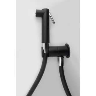 Nástenný ventil s ručnou bidet. spŕškou a bezp. poistkou, okrúhly, čierna mat SG107NE