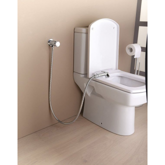 Nástenný ventil s ručnou bidet. spŕškou a bezp. poistkou, okrúhly, čierna mat SG107NE