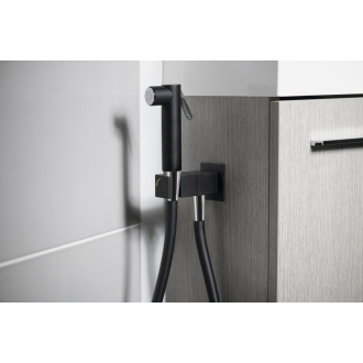 Nástenný ventil s ručnou bidet. spŕškou a bezp. poistkou,hranatý,čierna mat SG108NE