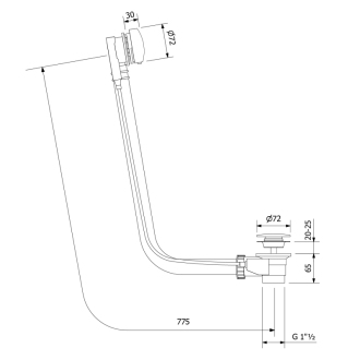 PAGODA vaňová súprava s bovdenom, dĺžka 675mm, chróm 11041