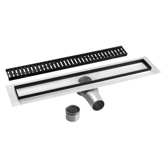 MANUS BLACK nerezový sprchový kanálik s roštom ONDA, 850x130x55mm GMO14B