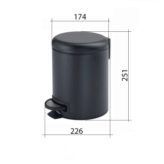 POTTY odpadkový kôš 3l, Soft Close, čierna mat 320914