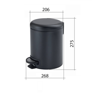 POTTY odpadkový kôš 5l, Soft Close, čierna mat 330914