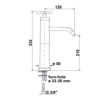 INDUSTRY stojanková umývadlová batéria vysoká bez výpuste, výška 332 mm, chróm / čierna