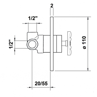 INDUSTRY podomietková sprchová batéria, 1 výstup, chróm / čierna 5105XTT