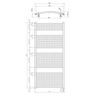 ORBIT-E elektrické vykurovacie teleso oblé 600x1320 mm, 600W, biela ILEO36T