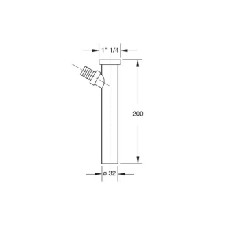 Predlžovací kus s odbočkou 1&#39;1/4, odpad 32mm, dĺžka 200mm, chróm 0710AR54B7