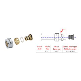Zverné šróbenie pre Alupex 16mm, chróm CP6020