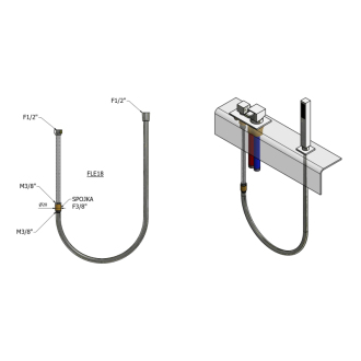 SET sprchové hadice pre výsuvné sprchy z vane, F1/2&#39;- F1/2&#39;, 275 cm, chróm FLE18
