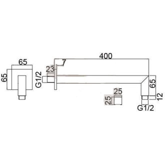 Pevné rameno hranaté 40cm OPH007