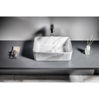 DALMA keramické umývadlo 48x13x38 cm, hranaté, carrara MM517