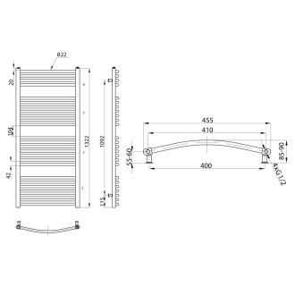 ORBIT vykurovacie teleso s bočným pripojením 450x1320 mm, 572 W, strieborná štrukturálna ILA34E