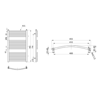 ORBIT vykurovacie teleso s bočným pripojením 450x990 mm, 432 W, strieborná štrukturálna ILA94E