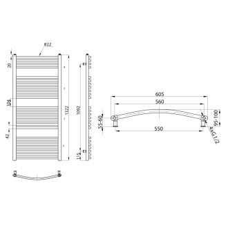 ORBIT vykurovacie teleso s bočným pripojením 600x1320 mm, 722 W, strieborná štrukturálna ILA36E
