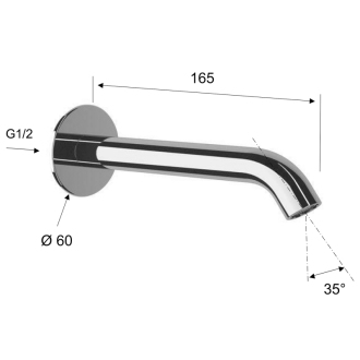 Nástenná výtoková hubica, guľatá, 165mm, čierna mat BO515