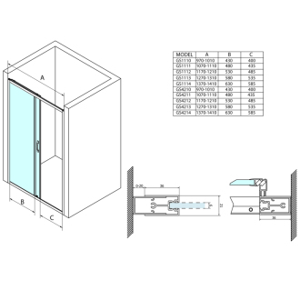 SIGMA SIMPLY sprchové dvere posuvné 1100 mm, číre sklo GS1111