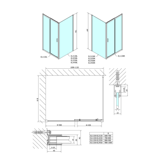 Easy Line obdĺžnikový sprchovací kút 1100x800mm L/P variant, brick sklo EL1138EL3238