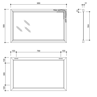 BOHEMIA zrkadlo v drevenom ráme 589x989mm, zlatá NL484