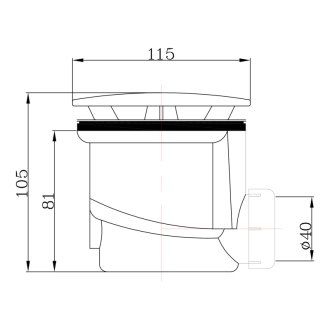 Aqualine Vaničkový sifón, priemer otvoru 90 mm, DN40, krytka ABS/chróm PF408