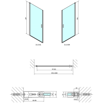 ZOOM LINE sprchové dvere 1000mm, číre sklo ZL1210