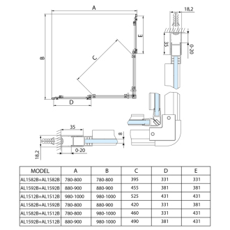 ALTIS LINE BLACK štvorcový sprchovací kút 900x900 mm, rohový vstup, číre sklo