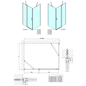 Zoom Line obdĺžnikový sprchovací kút 900x700mm, L/P variant ZL1390ZL3270