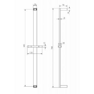 Optima sprchová tyč hranatá, 70cm SIKOBSSTH61