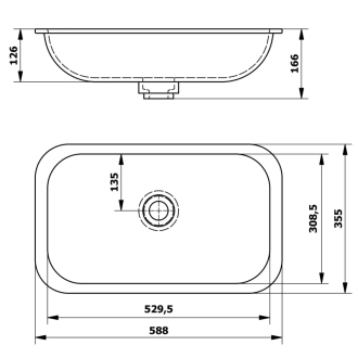 IMPALA umývadlo pod dosku 588x166x355mm, Rockstone, biela mat IM540