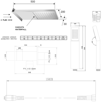 KIMURA podomietkový sprchový set s termostatickou batériou, box, 3 výstupy, chróm KU383-21