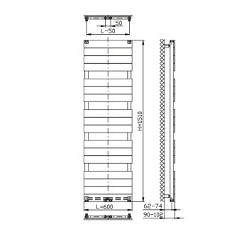 BONDI vykurovacie teleso 600x1510mm, Antracit DC445T