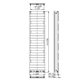 BONDI vykurovacie teleso 600x1798mm, biela DC450T