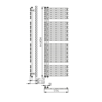 TUBINI vykurovacie teleso 596x1454mm, biela DC320T
