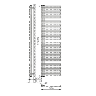TUBINI vykurovacie teleso 596x1782mm, biela DC330T