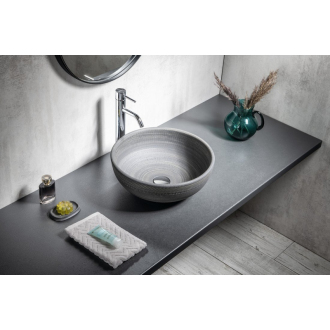 PRIORI keramické umývadlo, priemer 41 cm, 15 cm, sivá so vzorom PI024