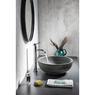 PRIORI keramické umývadlo, priemer 41 cm, 15 cm, sivá so vzorom PI024