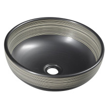 PRIORI keramické umývadlo, priemer 41 cm, 15 cm, čierna s bielym vzorom PI025