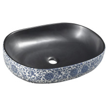 PRIORI keramické umývadlo, 60x13, 5x40 cm, čierna s modrým vzorom PI026