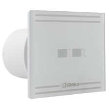 GLASS kúpeľňový ventilátor axiálny s LED displejom, 8W, potrubie 100mm, biela GS103