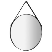 ORBITER zrkadlo okrúhle s koženým opaskom, ø 70cm, čierna mat ORT070