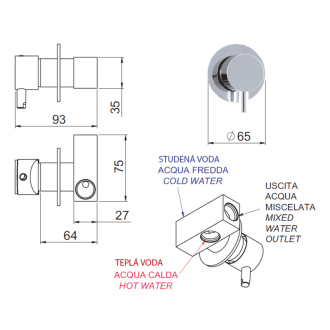 Rhapsody podomietková batéria s bidetovou sprškou, chróm 5540-01