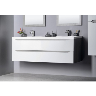 WAVE dvojumývadlová skrinka 149,7x50x47,8cm, biela/dub strieborný (WA152) WA150-3011