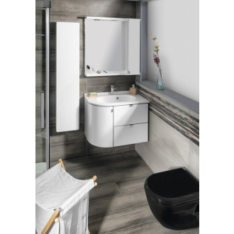 PULSE galerka s LED osvetlením 2 x 3W, 75x80x17 cm, pravá, biela/antracit (PU078P)