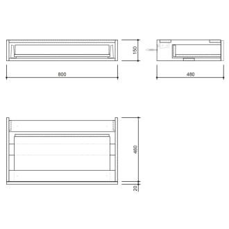 AVICE 1x zásuvka závesná 80x15x48cm, biela (AV800) AV800-3030