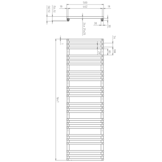 FANTINA vykurovacie teleso 500x1647mm, čierna mat IR515