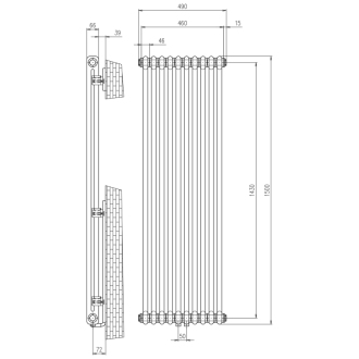 FEDE vykurovacie teleso 1500x490 mm, 10 seg., biela mat IR194