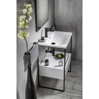 SKA konzola pod umývadlo so zásuvkou 600x850x460mm, čierna mat/biela lesk SKA601