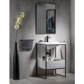SKA konzola pod umývadlo so zásuvkou 750x850x460mm, čierna mat/biela lesk SKA602