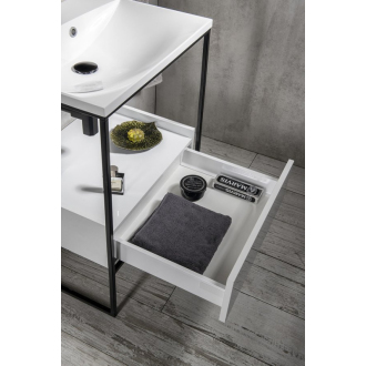 SKA konzola pod umývadlo so zásuvkou 750x850x460mm, čierna mat/biela lesk SKA602