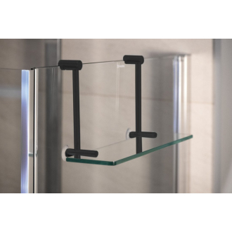 Závesná sklenená polička na sprchovú zástenu 400x180x125mm, čierna mat 1301-15B