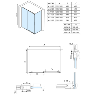 ALTIS LINE BLACK obdĺžnikový sprchovací kút 1400x800 mm, Ľ/P variant AL4112BAL5912B